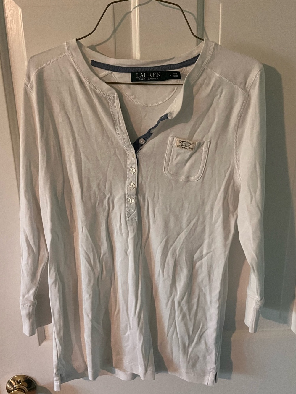 Lauren Ralph Lauren White Long-Sleeve , L